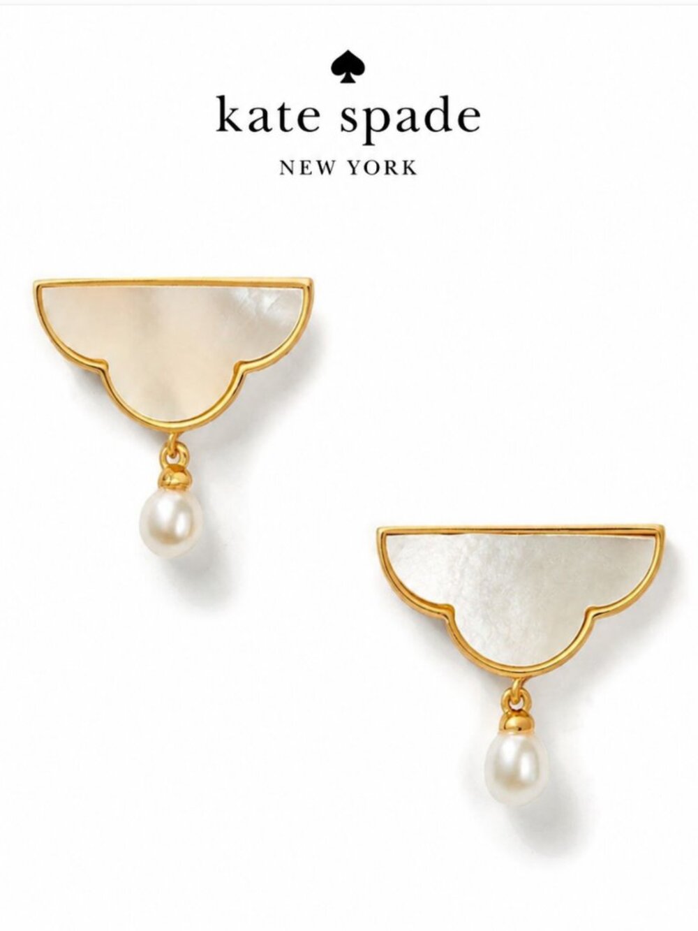 Kate Spade New York Mother of Pearl Fan Shell & Faux Pearl Drop Earrings